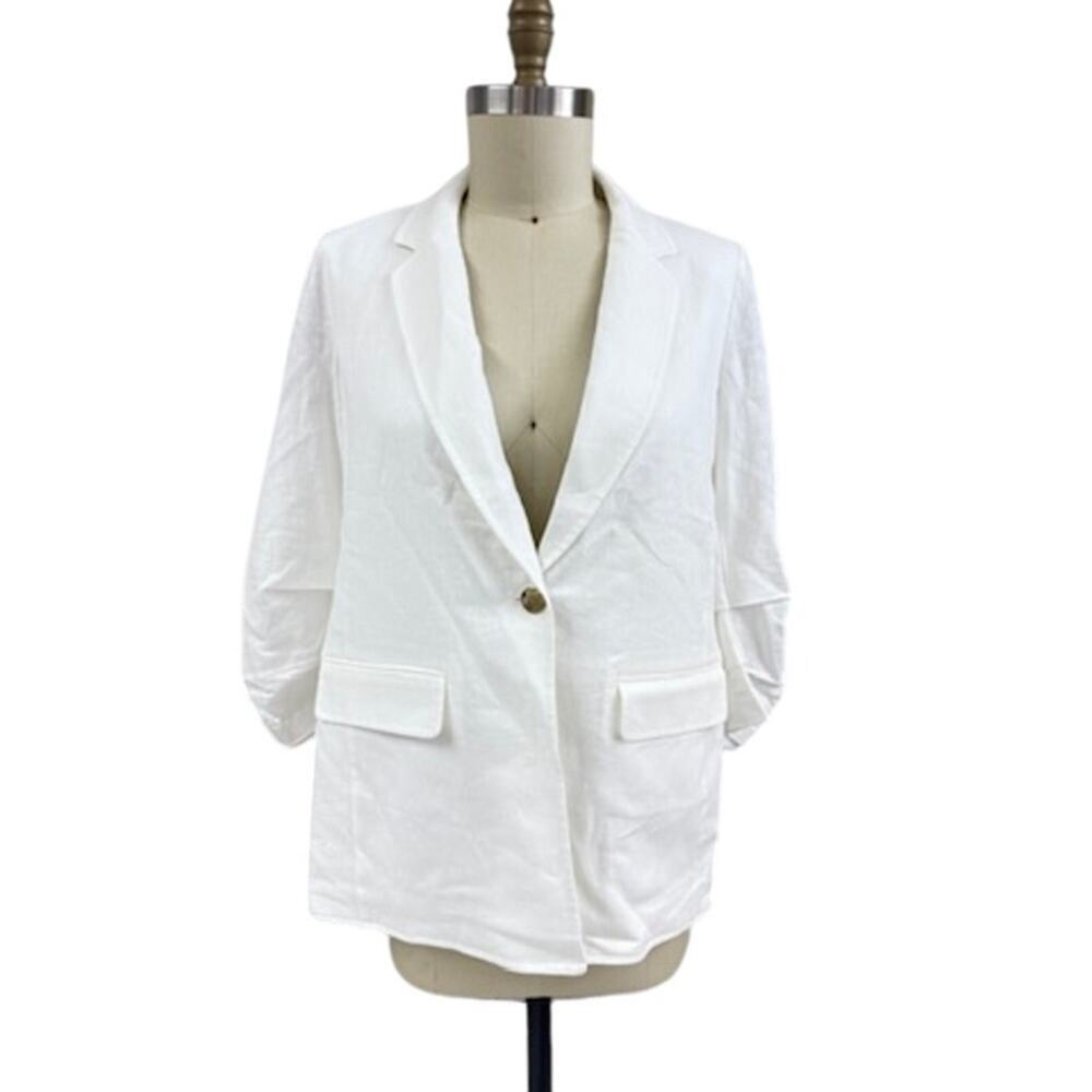Anne Klein White Linen-Blend Blazer Jacket M NWT $139 MSRP